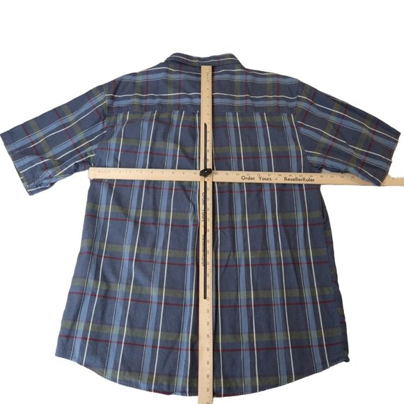 O'NEILL Shirt Men's Casual Button Up Short Sleeve Plaid Collared Blue XL - Picture 7 of 12